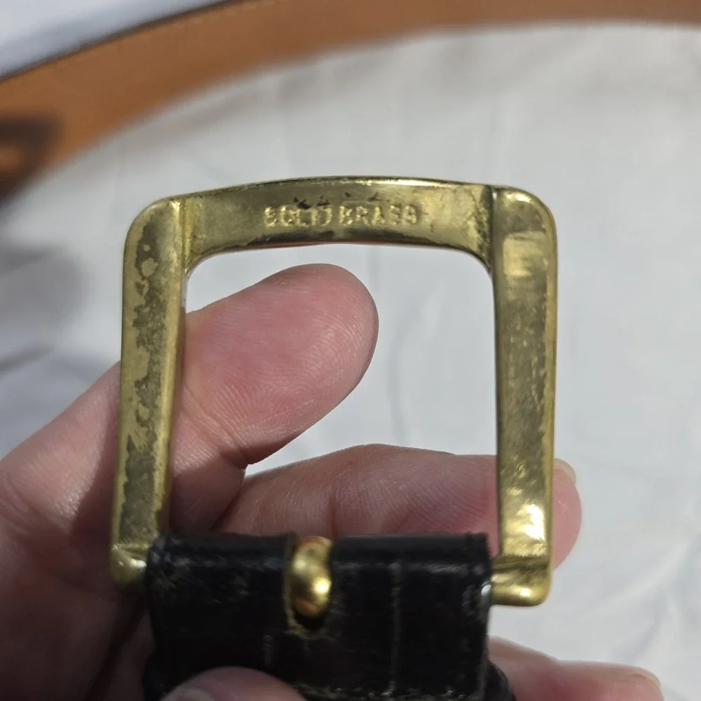 BRIGHTON EMBOSSED‎ TEXTURED LEATHER BELT BROWN SOLID BRASS BUCKLE MEN SIZE 40